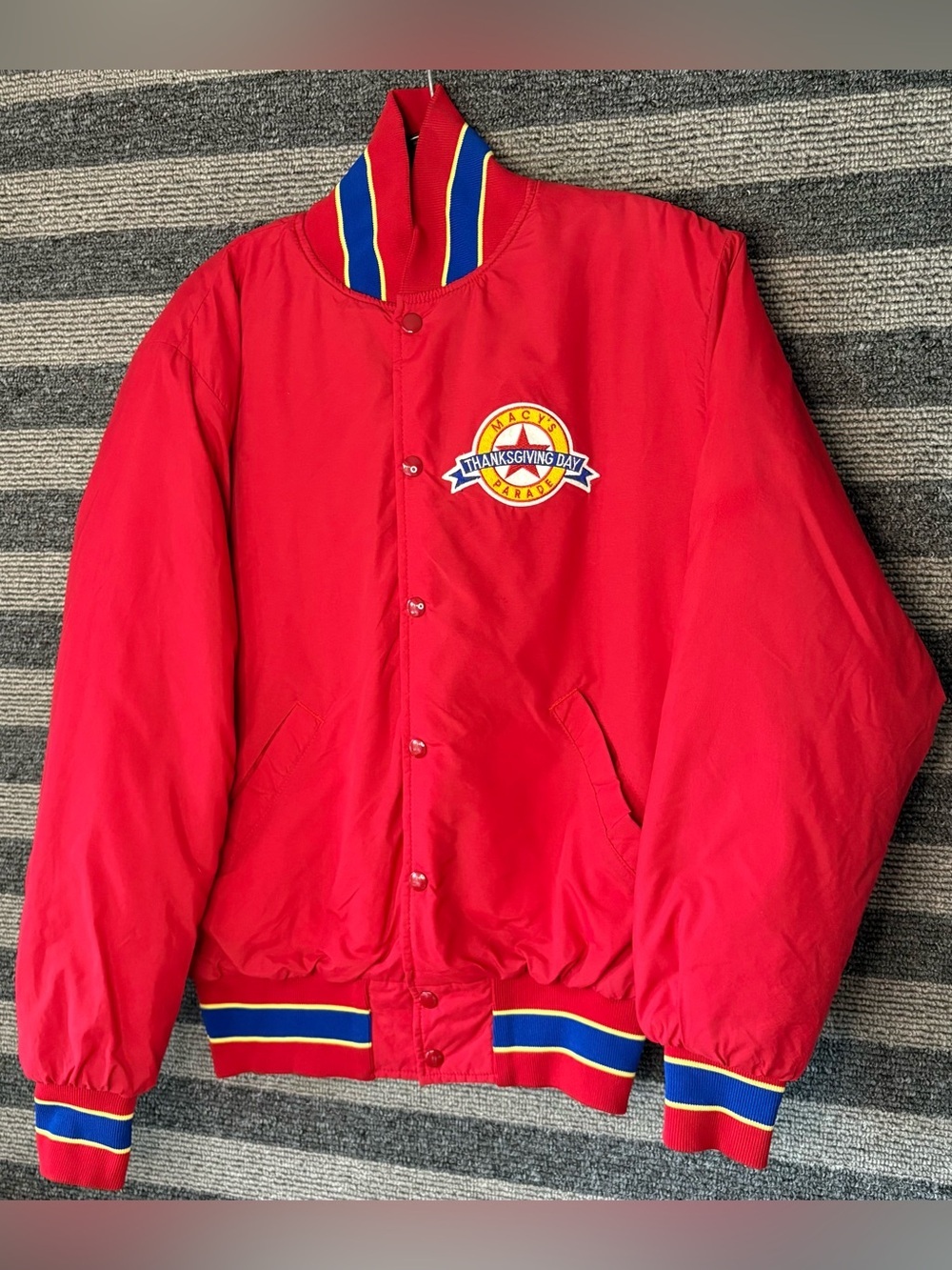 Vintage 80’s Macy’s Thanksgiving Day Parade Performance Team Red Bomber Jacket